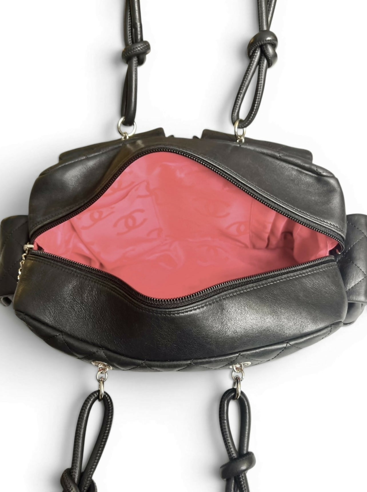 Chanel 2005 Small Cambon Reporter Black Lambskin Handbag SHW