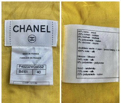 Chanel Iconic 11C Saint-Tropez Yellow Multicolor Tweed Gripoix Waistcoat Vest FR 40