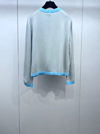 Chanel 25 blue and gray cardigan