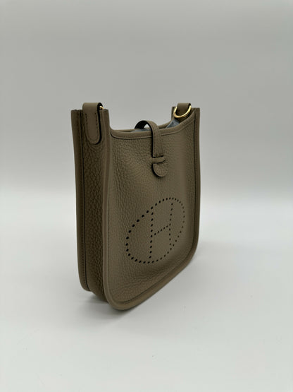 Hermes Mini Evelyne Clemence Beige Marfa GHW Stamp W 2025