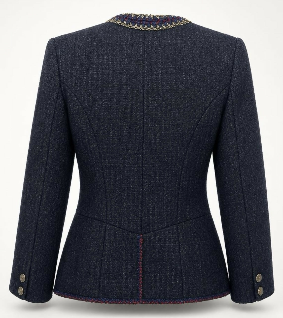 CHANEL 10A BLACK TWEED BRAIDED TRIM JACKET