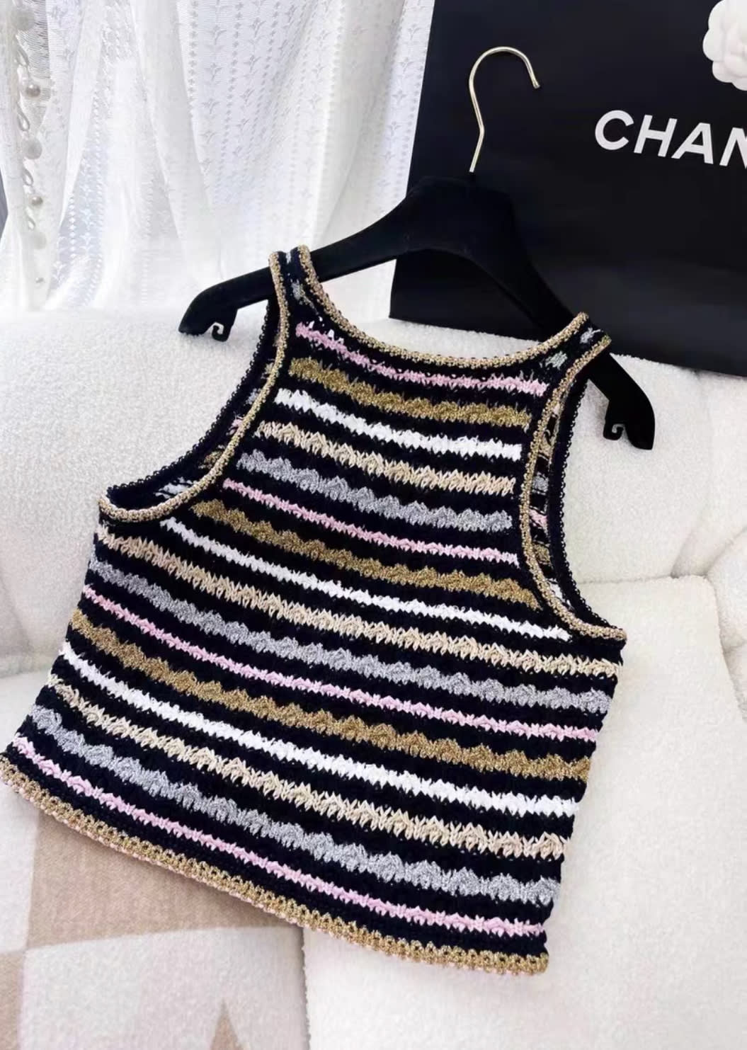 Chanel 24SS multicolore striped top size 38FR