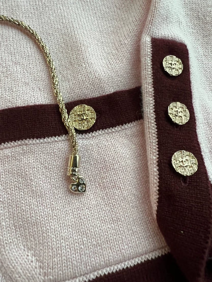 Chanel 25A  pink and burgundy cardigan