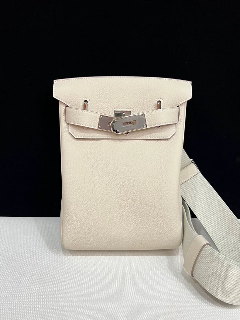 Hermes HAC Craie Togo Leather Palladium Hardware