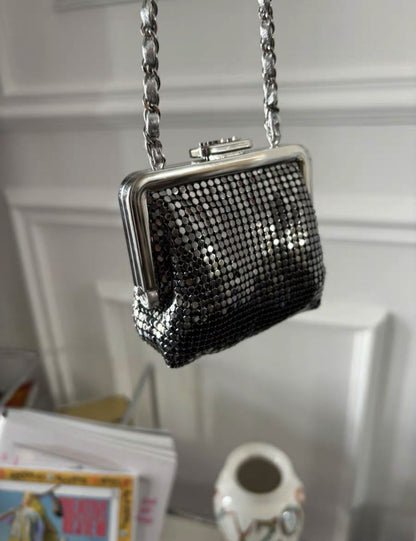 Chanel silver clutch with chain from the Coco Neige 2023/24 collection