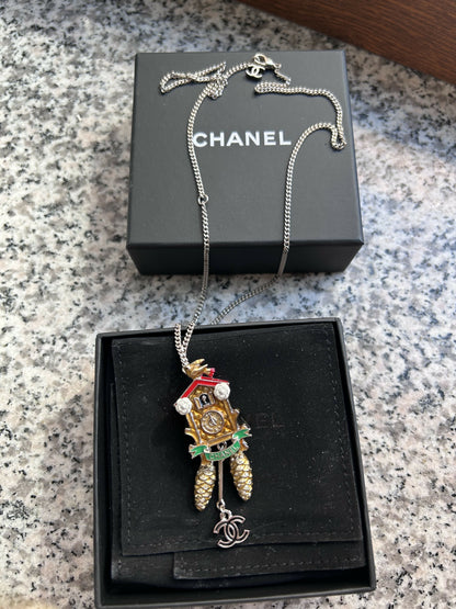 Chanel Cuckoo Clock Pendant Necklace