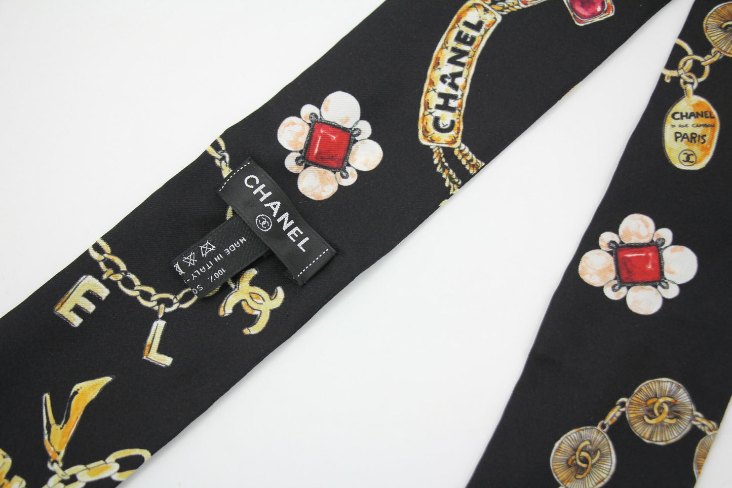 Chanel 20s 100% Silk Black Jewellery Perfume Bottle and Scarf