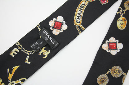 Chanel 20s 100% Silk Black Jewellery Perfume Bottle and Scarf