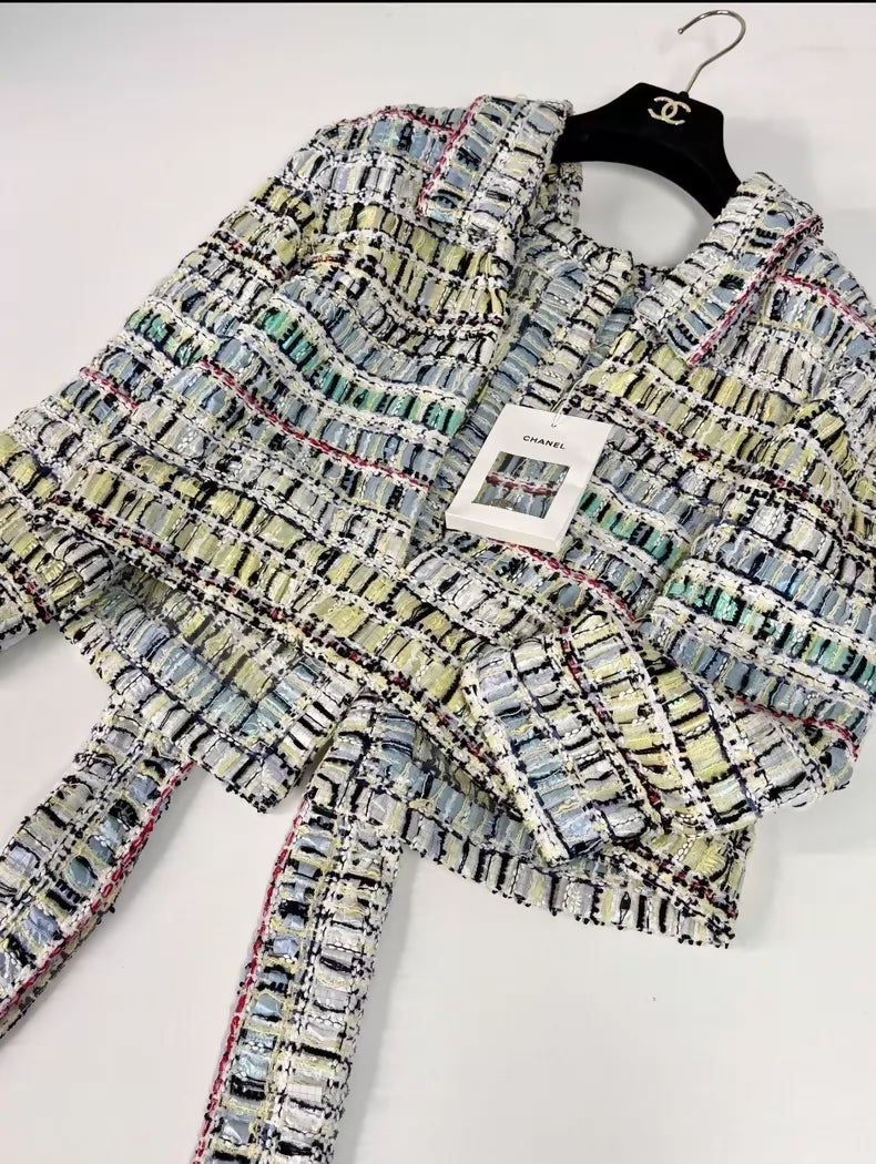Chanel 24S yellow multicolour tweed Jacket