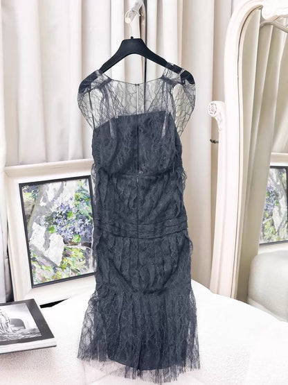 Chanel black lace dress