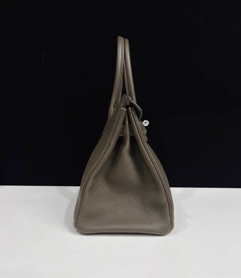 HERMES BK30 grey-green togo leather with palladium hardware