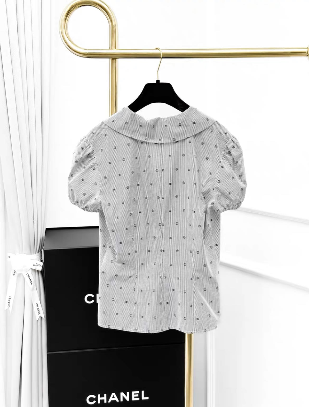 chanel dress shirt Chanel 24M Coco beach pink and white shirt Dress