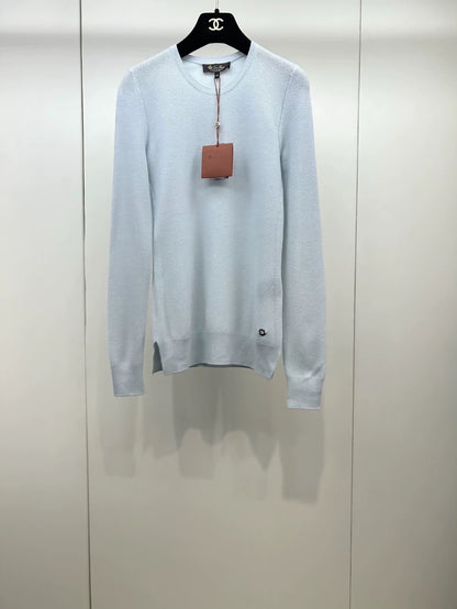 Loropiana light blue cashmere knit sweater