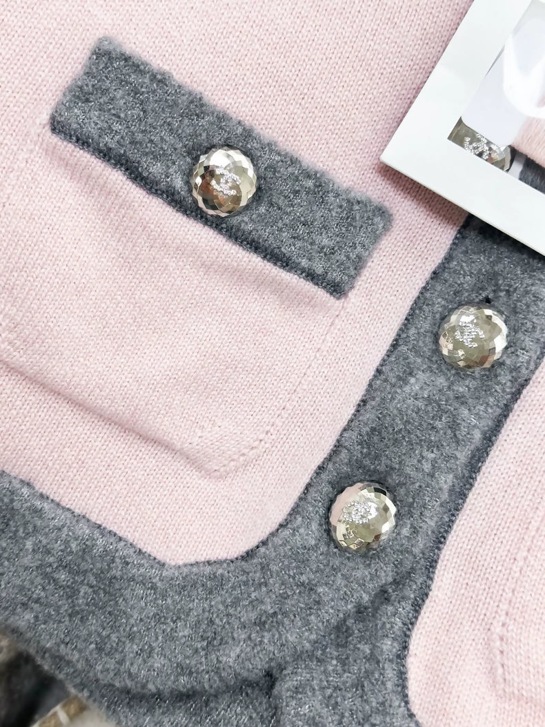 Chanel 21B pink and grey knit vest
