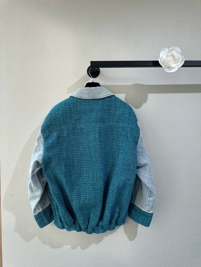 Chanel 22P Blue Oversized Denim Woven Jacket