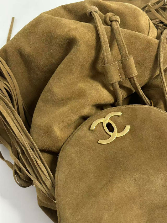 Chanel Vintage 90s Suede Fringe Backpack