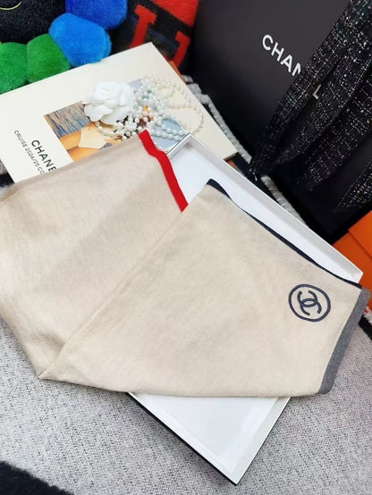 Chanel light khaki cashmere scarf