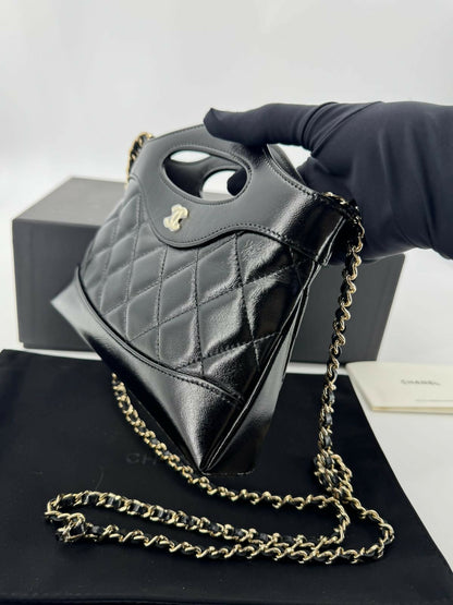 Chanel 31 Nano Black Shiny Lambskin Bag with GHW