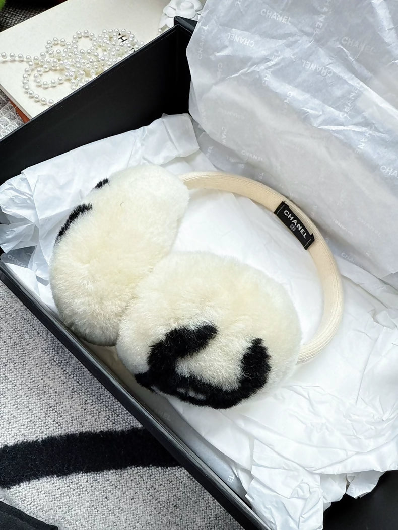 Chanel Ski Series ecru and Black Earmuffs