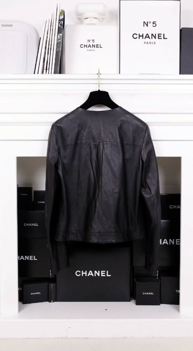 Chanel black quilted leather jacket