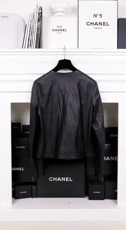 Chanel black quilted leather jacket