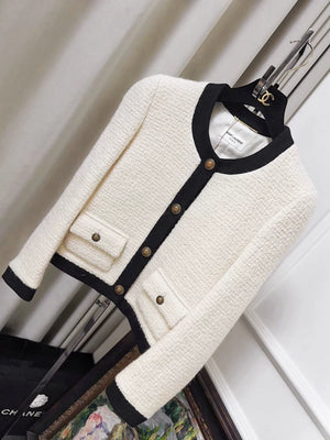 Saint Laurent (YSL) off-white and black tweed jacket