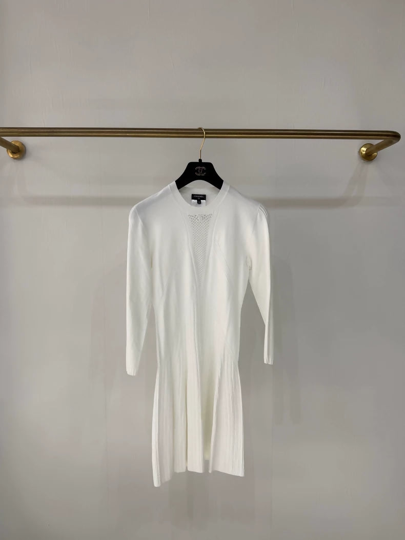 Chanel 24B White Double C Knit Dress