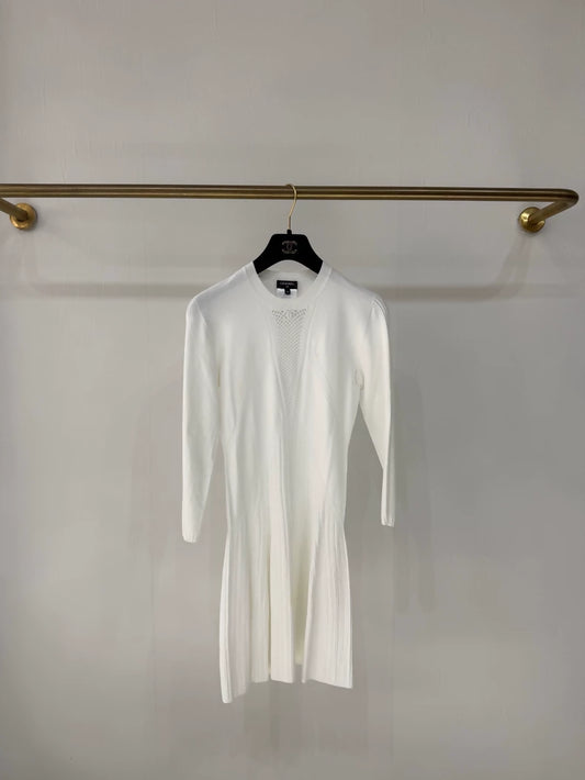 Chanel 24B White Double C Knit Dress