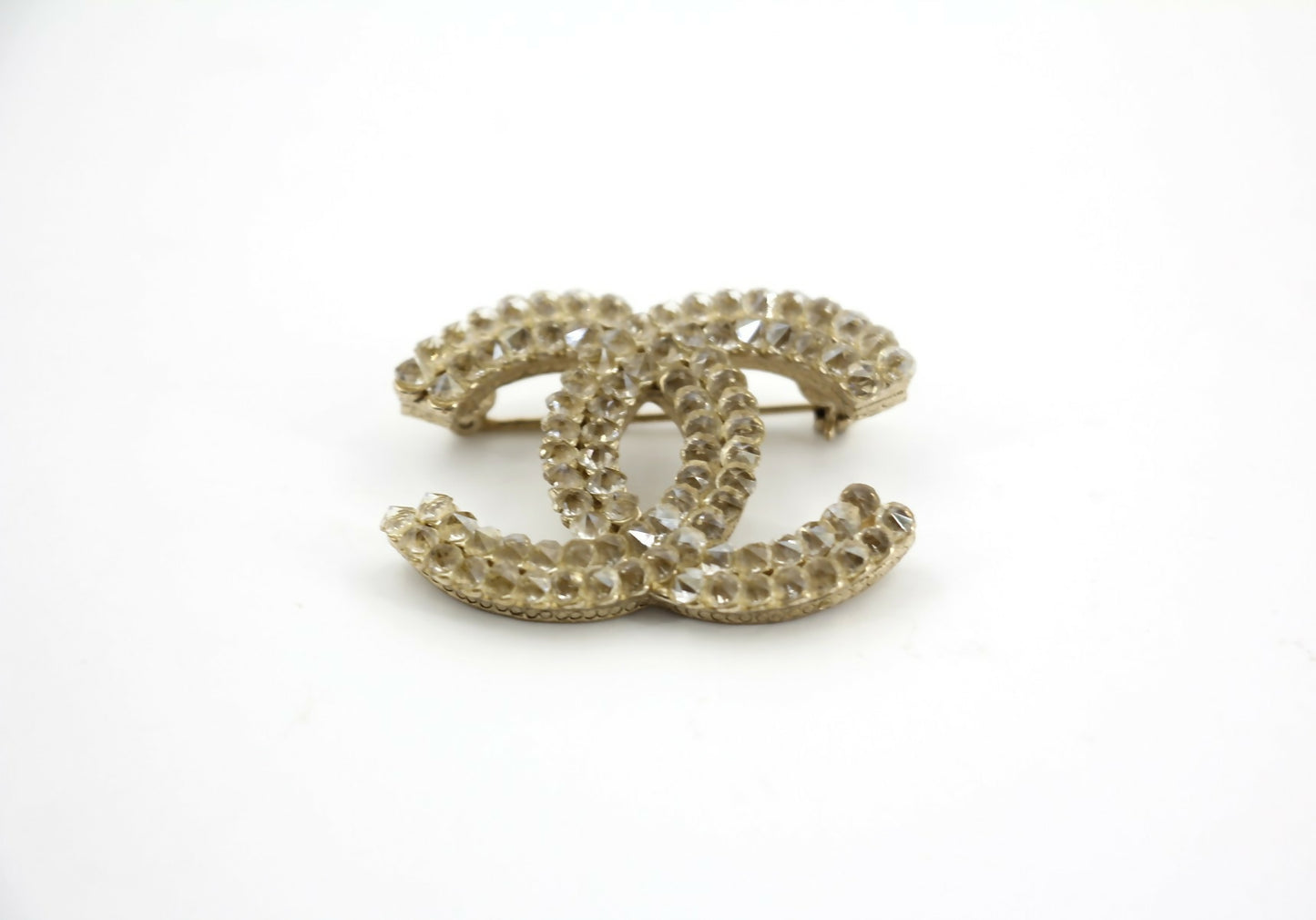 Chanel A12A Rhinestone Beige CC Brooch