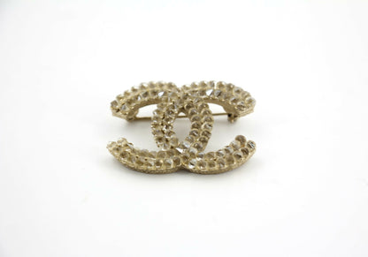 Chanel A12A Rhinestone Beige CC Brooch