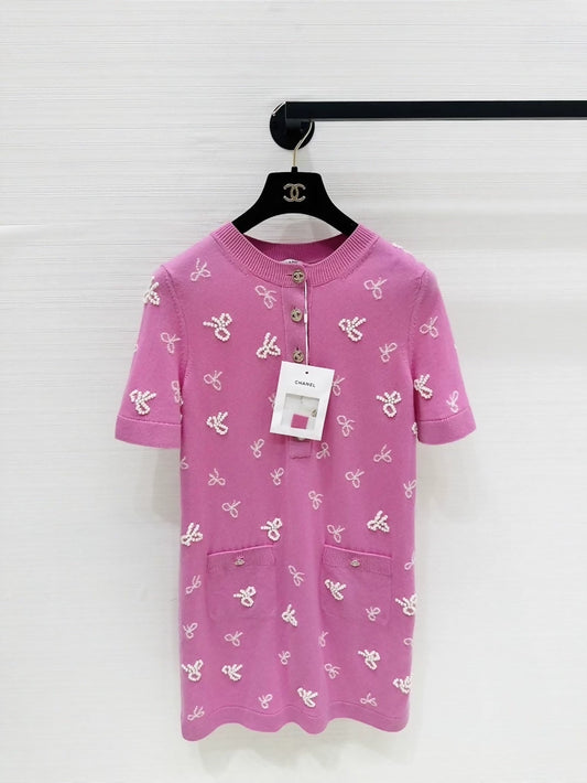 Chanel 24P Pink knit dress