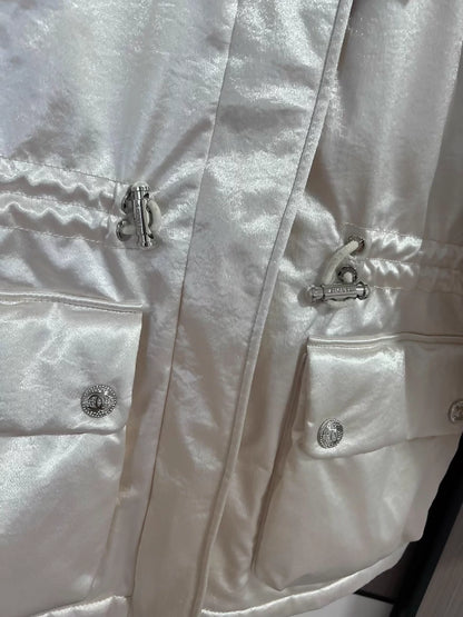 Chanel 23N off-white silk cotton-padded jacket