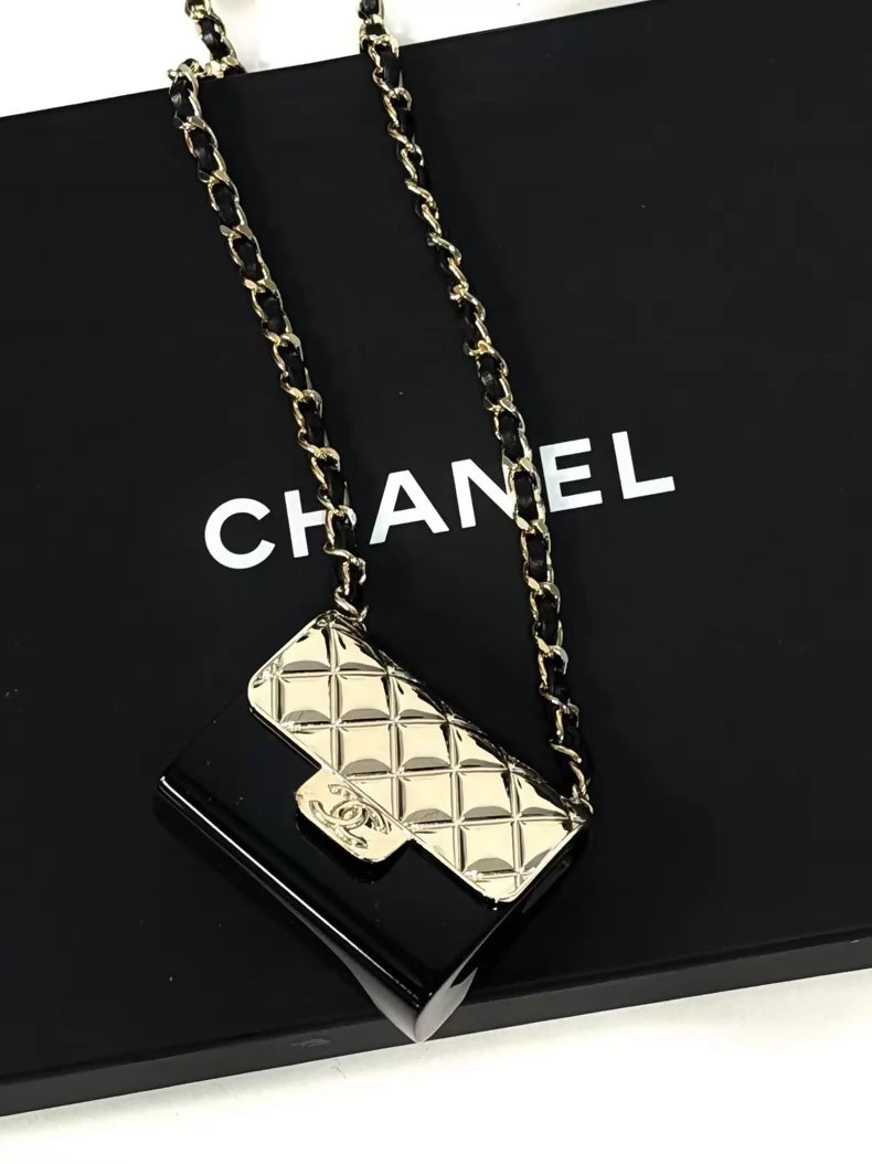 Chanel 22P Metal Acrylic Crossbody micro Bag necklace