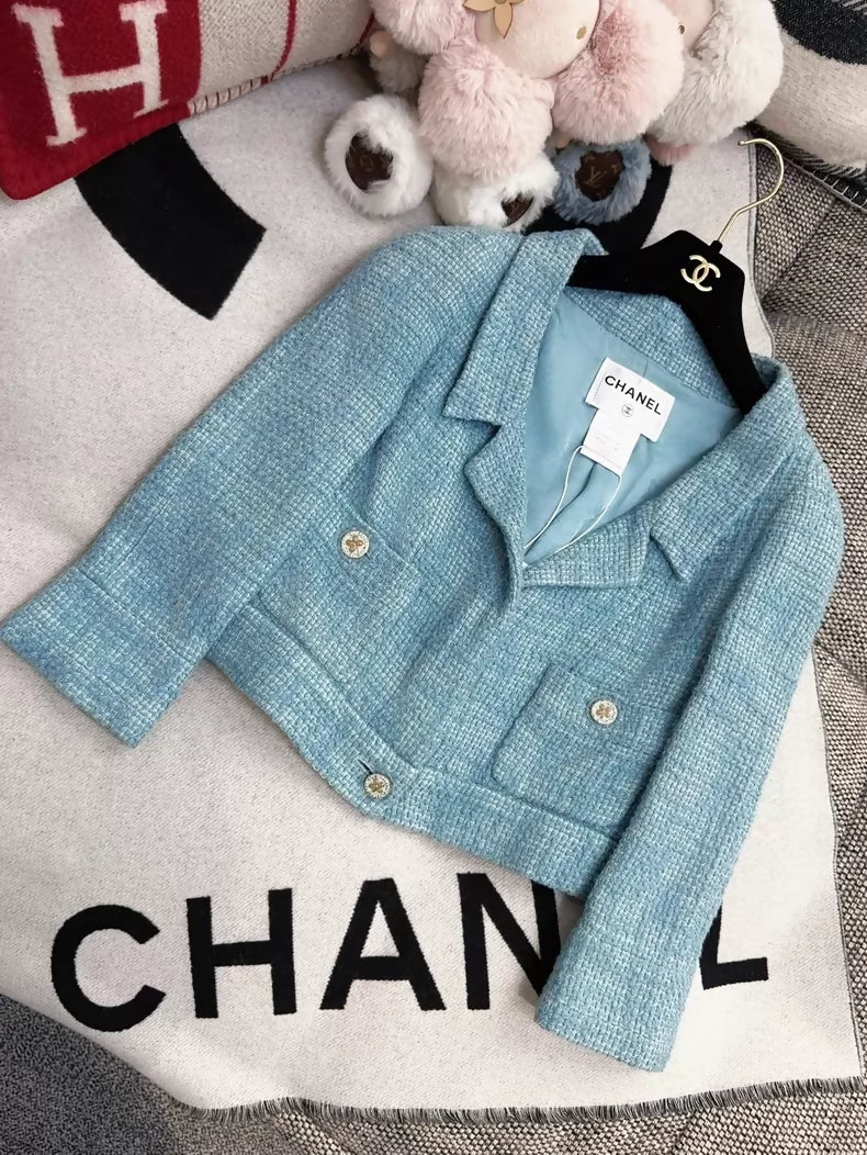 Chanel 2013 blue tweed jacket