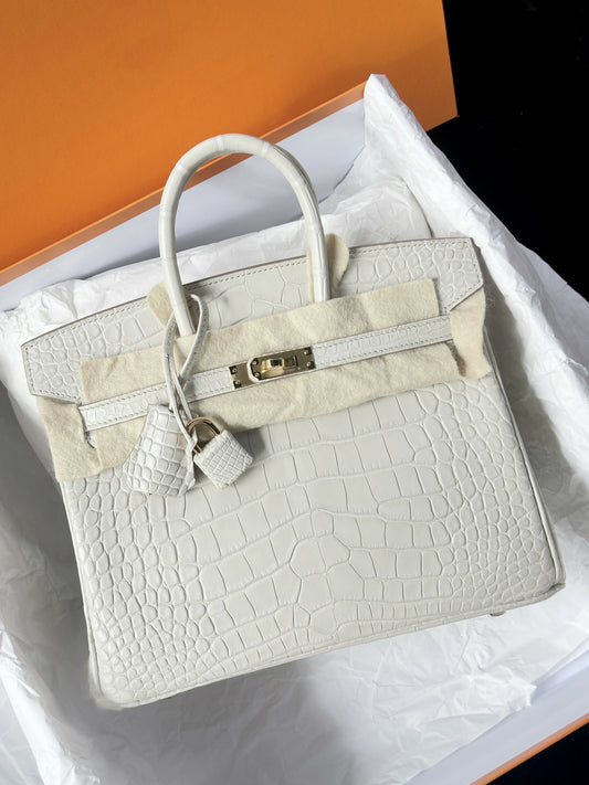 Hermès Birkin 25 Craie Matte Alligator with Gold Hardware