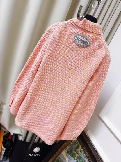 Chanel 25p Orange-Pink Mixed-Color Oversized Knit Cardigan