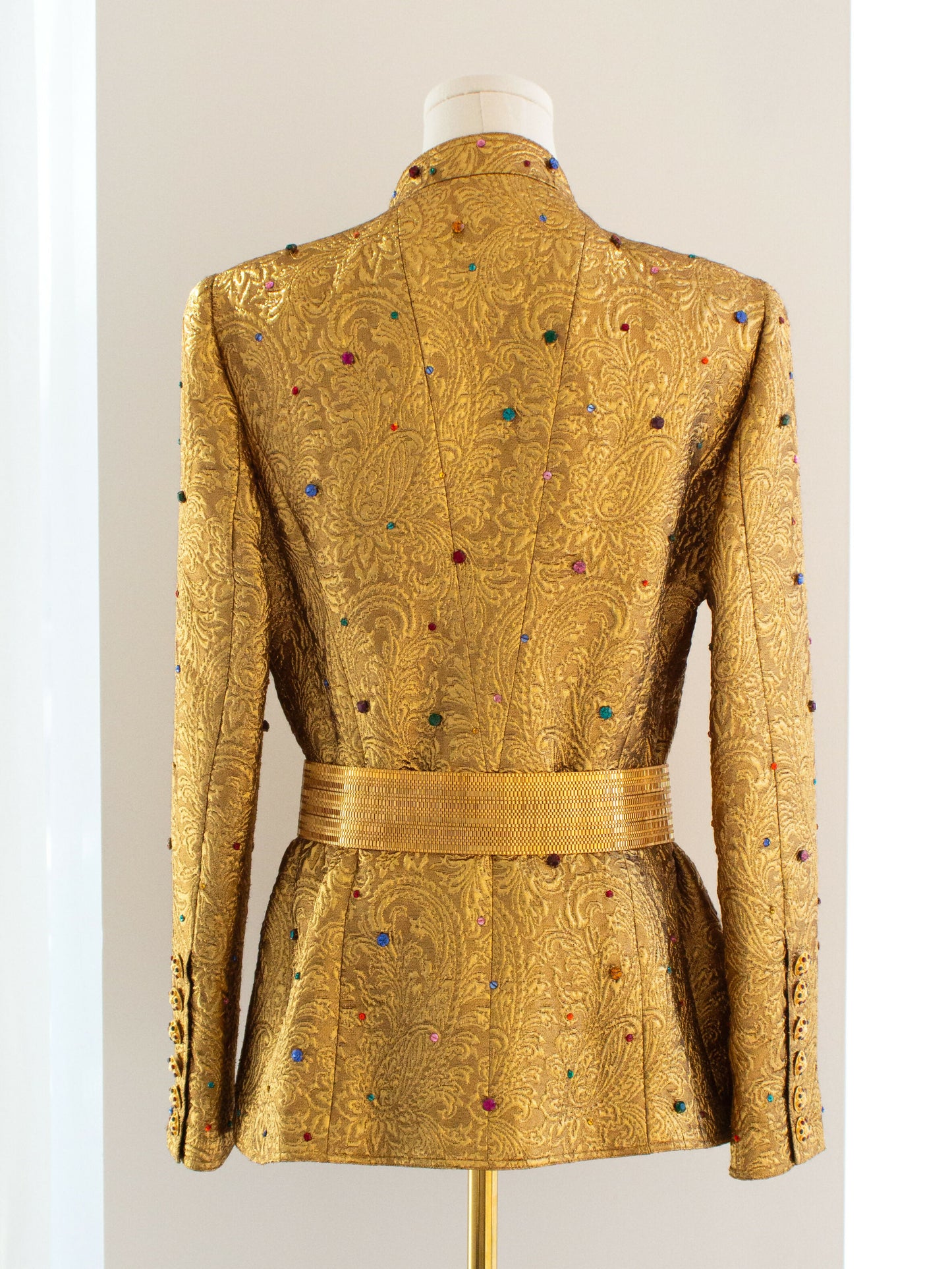 chanel vintage fall 1996 gold brocade jeweled embellished 96a jacket 2