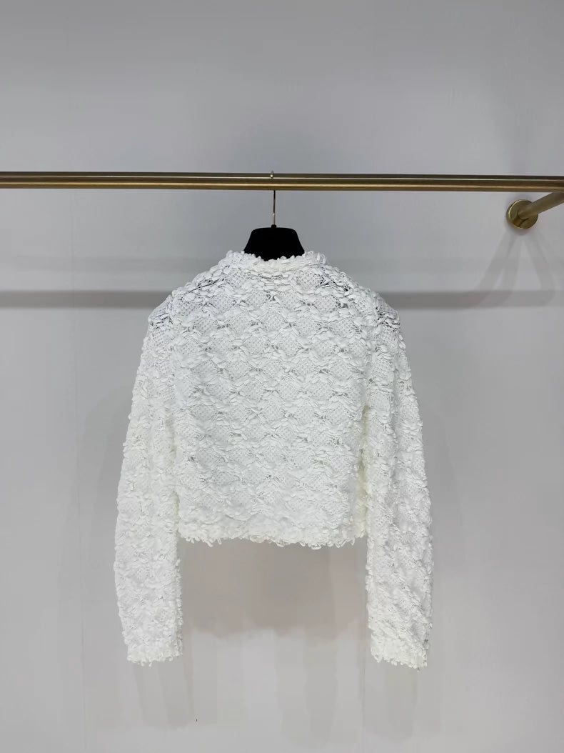 Chanel 25P white knit cardigan,