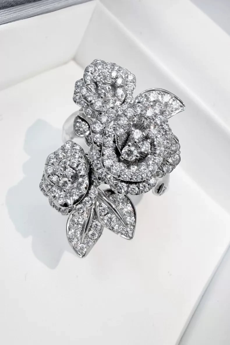 Dior Rose Bagatelle white gold full-diamond rose ring