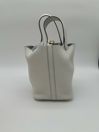 Hermes Picotin 18 New White GHW Stamp W