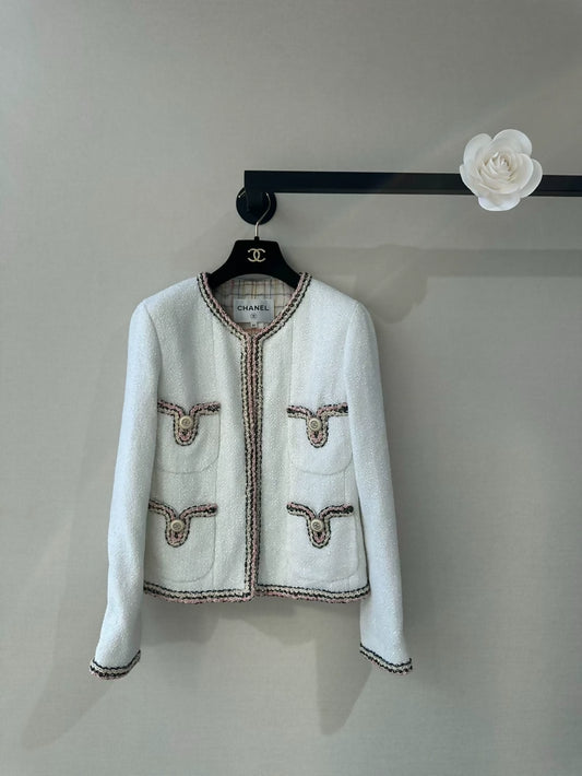 Chanel 20C white tweed jacket