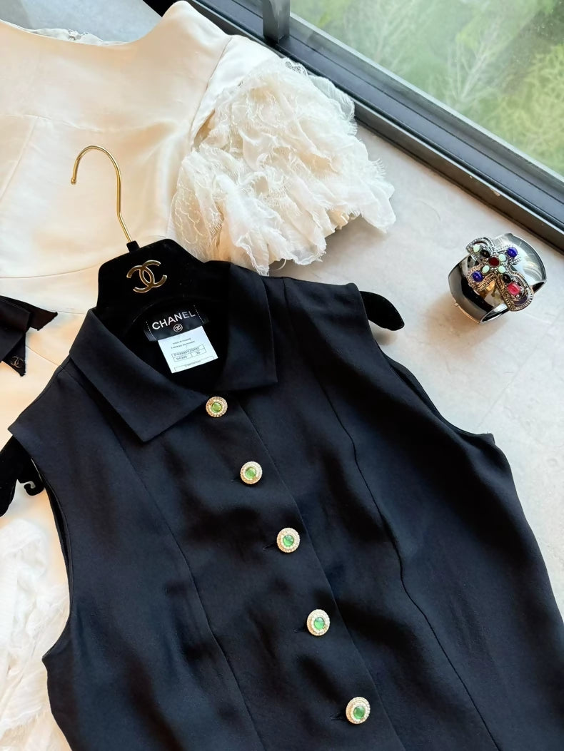 Chanel 12A Black Silk shirt