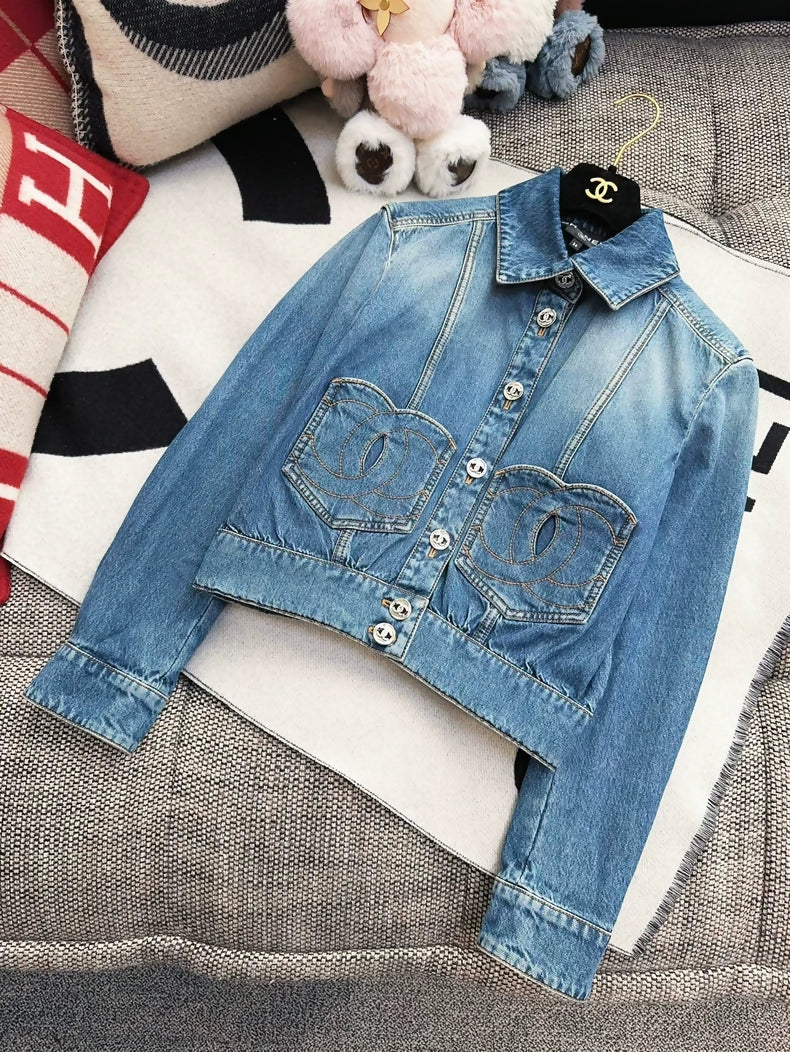 Chanel 24P heart CC denim jacket