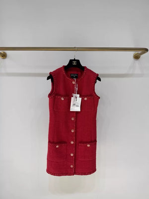 Chanel 22P red tweed vest dress
