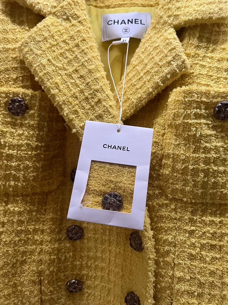 Chanel 22S yellow tweed jacket