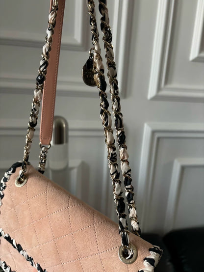 Chanel 22c light Pink with black and white lace trimSquare flap bag