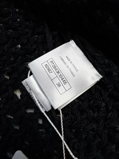 Chanel 22s black embroidered sequined knit vest