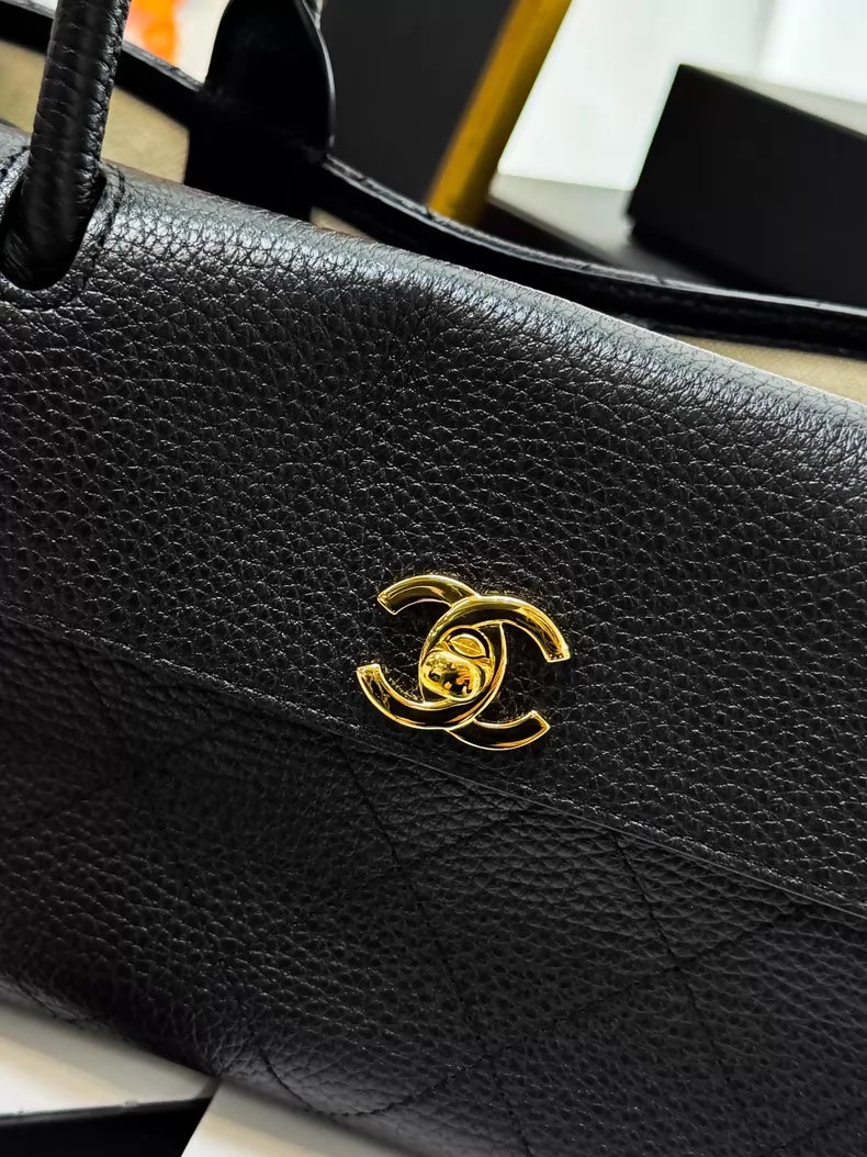 Chanel 26S black baguette tote handbag