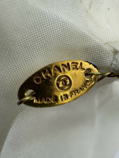 Chanel Vintage 81-85 Silk Small Size White Camellia Brooch