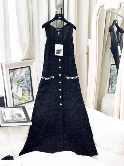 Chanel 24P black tweed dress